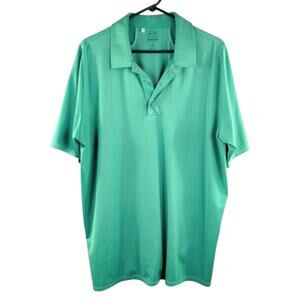 Adidas Mens Large Performance Polo Shirt Green Short Sleeve Golf Stretch Top